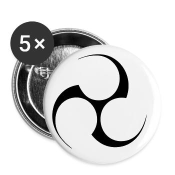 Mitsudomoe Symbol (invertiert) - Buttons groß 56 mm (5er Pack) - Weiß - Vorne