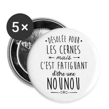 C'est fatiguant d'être une nounou - Lot de 5 grands badges (56 mm) - blanc - Devant