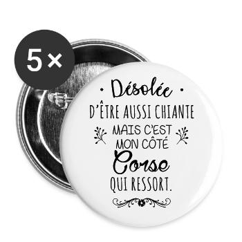 Mon côté Corse - Lot de 5 grands badges (56 mm) - blanc - Devant