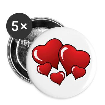 Hearts eu - Buttons large 2.2''/56 mm (5-pack) - white - Front