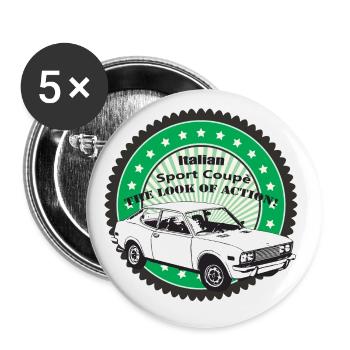 Italienische Sport Coupè - Buttons groß 56 mm (5er Pack) - Weiß - Vorne