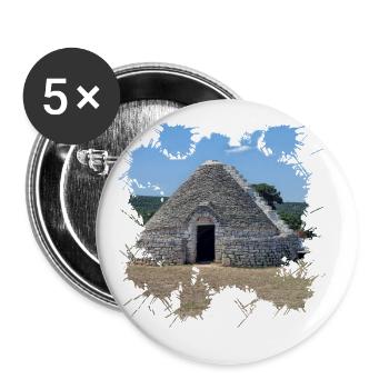 Die weißen Trulli Häuser in Alberobello - Buttons groß 56 mm (5er Pack) - Weiß - Vorne