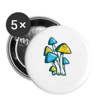 Mushroom PSY Mushrooms Psytrance Psychedelic Techno Music - Buttons large 2.2''/56 mm (5-pack) - white - Front
