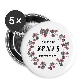 Same Penis Forever Junggesellen Geschenk - Buttons groß 56 mm (5er Pack) - Weiß - Vorne