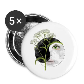 Schafgarbe - Buttons groß 56 mm (5er Pack) - Weiß - Vorne
