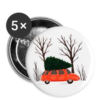 Driving Home For Christmas - Buttons groß 56 mm (5er Pack) - Weiß - Vorne