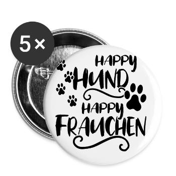 Hund Frauchen Happy Wife Frauli - Buttons groß 56 mm (5er Pack) - Weiß - Vorne