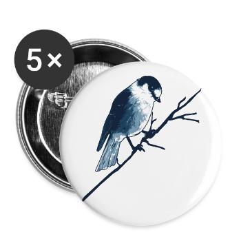 Sparrow on branch - Buttons large 2.2''/56 mm (5-pack) - white - Front