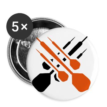 darts dartpfeil - Buttons groß 56 mm (5er Pack) - Weiß - Vorne