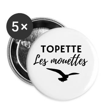 TOPETTE les mouettes - Lot de 5 grands badges (56 mm) - blanc - Devant