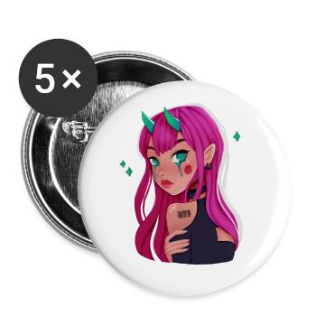 Demon Girl, Devil Girl, petit diable - Lot de 5 grands badges (56 mm) - blanc - Devant