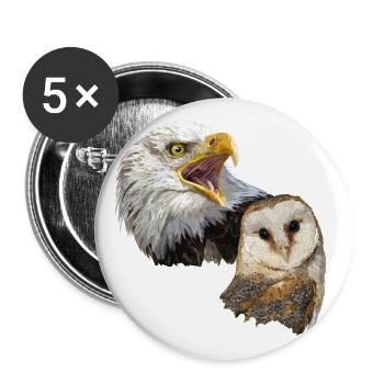 Effraie des clochers et Pigago américain - Lot de 5 grands badges (56 mm) - blanc - Devant