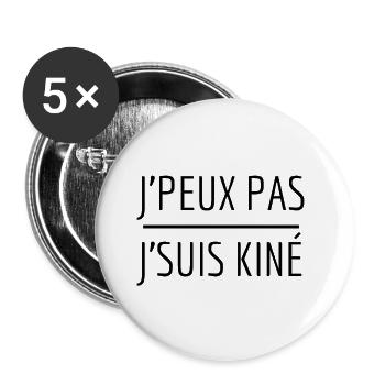 J'PEUX PAS, J'suis kiné - Lot de 5 grands badges (56 mm) - blanc - Devant