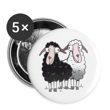 Schafe lustig Geschenk - Buttons groß 56 mm (5er Pack) - Weiß - Vorne