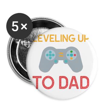 Mise à niveau pour papa papa grand-père oncle cadeau - Lot de 5 grands badges (56 mm) - blanc - Devant