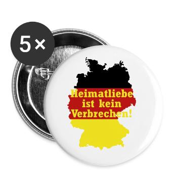 Heimatliebe ist kein Verbrechen Deutschland - Buttons groß 56 mm (5er Pack) - Weiß - Vorne