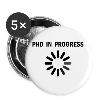 Doctorant en cours disant cadeau - Lot de 5 grands badges (56 mm) - blanc - Devant