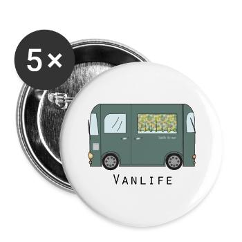 Van with stylized curtain - Buttons large 2.2''/56 mm (5-pack) - white - Front