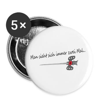 Man sieht sich immer zwei mal Krankenhaus Arzt - Buttons groß 56 mm (5er Pack) - Weiß - Vorne