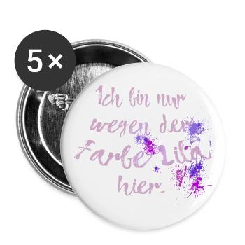 Farbe Lila – Spruch lustig Humor Art Geburtstag - Buttons groß 56 mm (5er Pack) - Weiß - Vorne