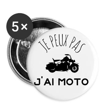 JE PEUX PAS JAI MOTO idée cadeau et tshirt - Lot de 5 grands badges (56 mm) - blanc - Devant