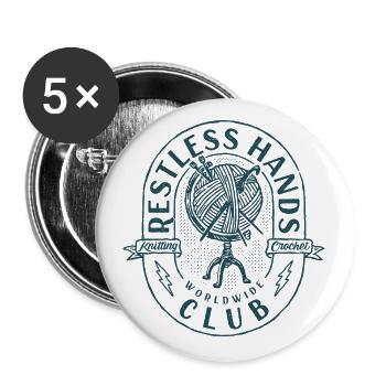 Restless Hands Club green # 1 - Buttons large 2.2''/56 mm (5-pack) - white - Front