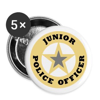 Officier de police junior (étoile du shérif) - Lot de 5 grands badges (56 mm) - blanc - Devant