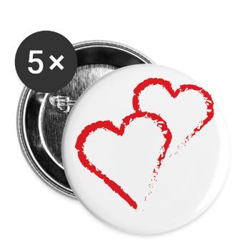 coeur rouge saint valentin utilisé look grunge - Lot de 5 grands badges (56 mm) - blanc - Devant