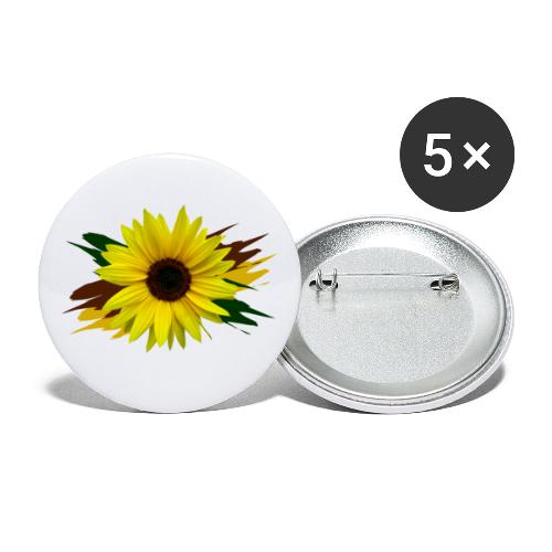 Sonnenblume, Sonnenblumen, Blume, floral, blumig - Buttons groß 56 mm (5er Pack)