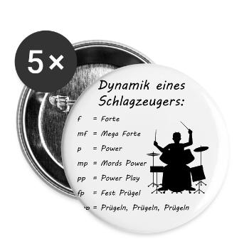 Dynamik eines Schlagzeuger Drum Schlagzeug Musik - Buttons groß 56 mm (5er Pack) - Weiß - Vorne