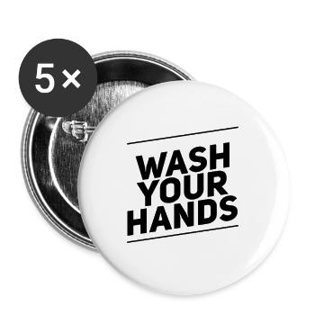 Wash Your Hands Lettering - Buttons large 2.2''/56 mm (5-pack) - white - Front