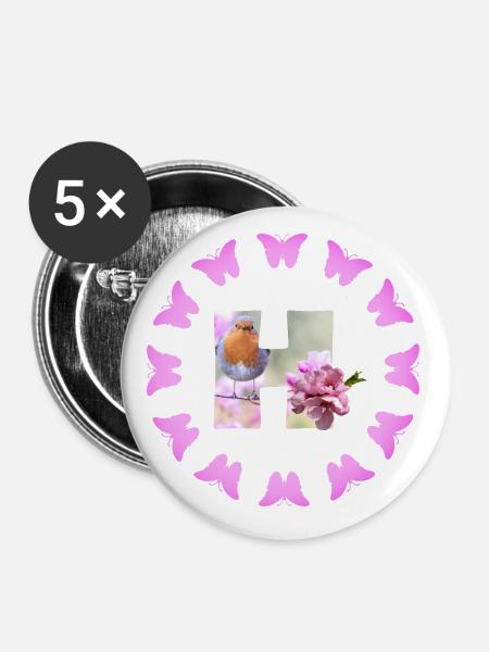 obstblüte h - Buttons groß 56 mm (5er Pack) - Weiß