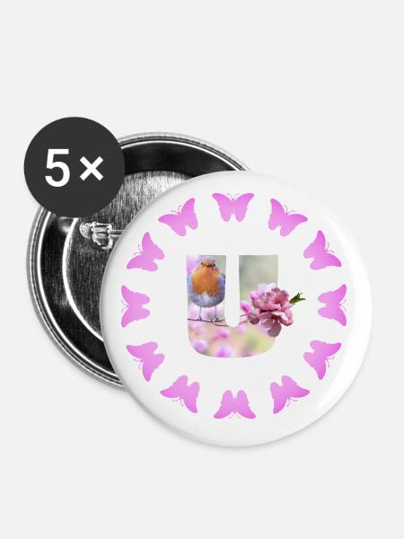 obstblüte u - Buttons groß 56 mm (5er Pack) - Weiß