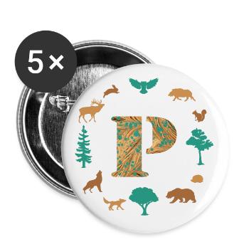 wald e 95 p - Buttons groß 56 mm (5er Pack) - Weiß - Vorne