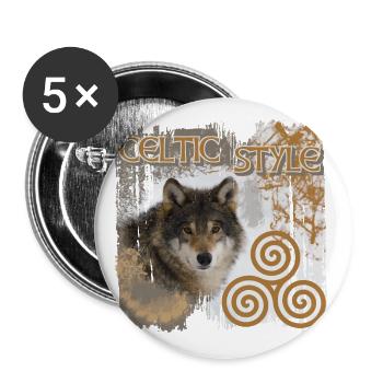 kelten 9 mit wolf und triskele - Buttons groß 56 mm (5er Pack) - Weiß - Vorne