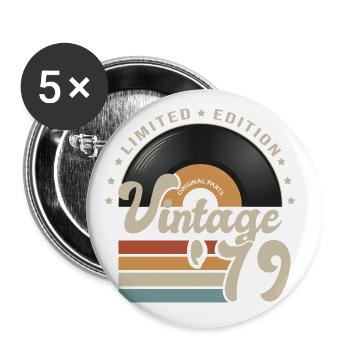 Vintage Vinyl 1979 birthday gift 42 years - Buttons large 2.2''/56 mm (5-pack) - white - Front