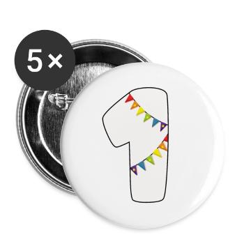 1 anniversaire 1 année nombre 1 fille arc-en-ciel - Lot de 5 grands badges (56 mm) - blanc - Devant