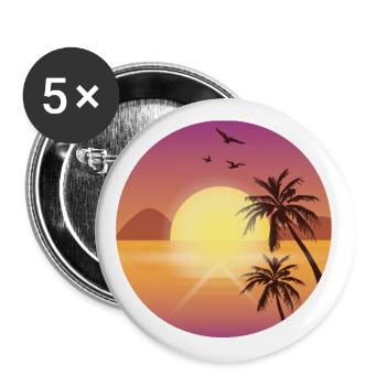 Urlaub unter Palmen, Fernweh und Reiselust - Buttons groß 56 mm (5er Pack) - Weiß - Vorne