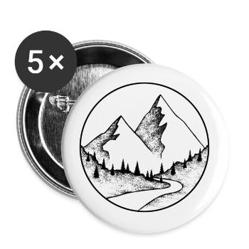 round mountain logo, mountain design - Buttons large 2.2''/56 mm (5-pack) - white - Front
