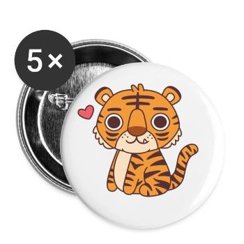 Cute Little Tiger Cub - Buttons large 2.2''/56 mm (5-pack) - white - Front
