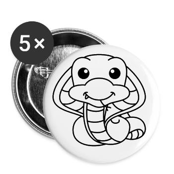 Snake Cobra Comic Animal - Buttons large 2.2''/56 mm (5-pack) - white - Front
