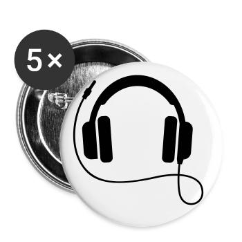 Kopfhörer Symbol - Buttons groß 56 mm (5er Pack) - Weiß - Vorne