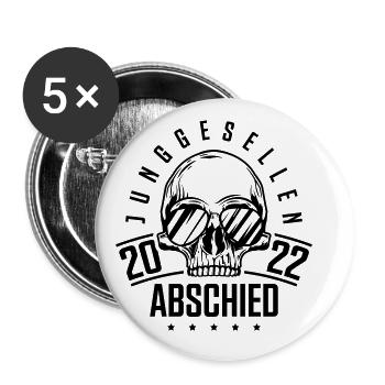 junggesellenabschied 2022 skelett - Buttons groß 56 mm (5er Pack) - Weiß - Vorne