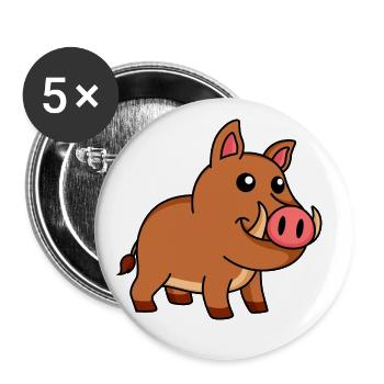 Wild Boar Comic Animal - Buttons large 2.2''/56 mm (5-pack) - white - Front