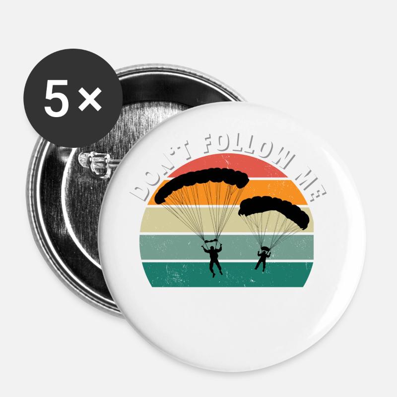 Don't follow me parachute - Buttons large 2.2''/56 mm (5-pack) - white