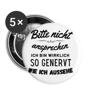 Bitte nicht ansprechen witzige Sprüche - Buttons groß 56 mm (5er Pack) - Weiß - Vorne