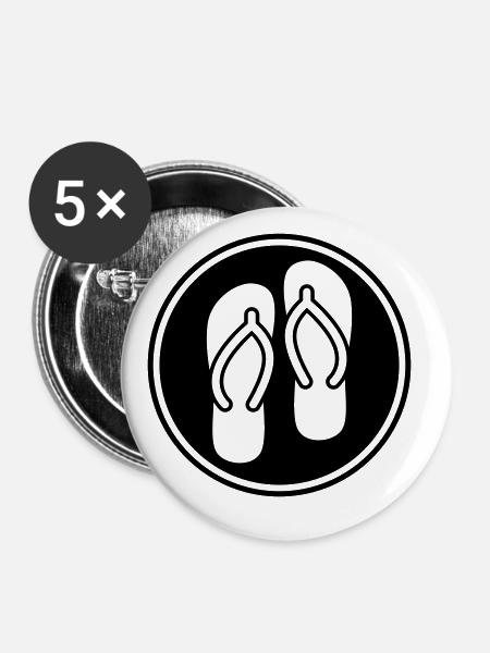 Badelatschen icon - Buttons groß 56 mm (5er Pack) - Weiß