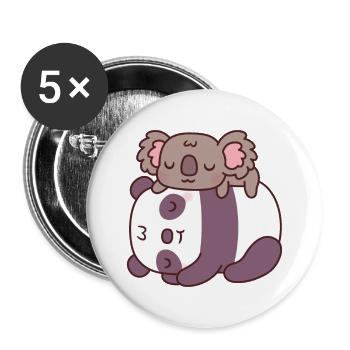 Cute Sleeping Panda And Koala Bear - Buttons large 2.2''/56 mm (5-pack) - white - Front