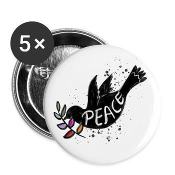 Friedenstaube - Peace - Taube - Frieden - Buttons groß 56 mm (5er Pack) - Weiß - Vorne