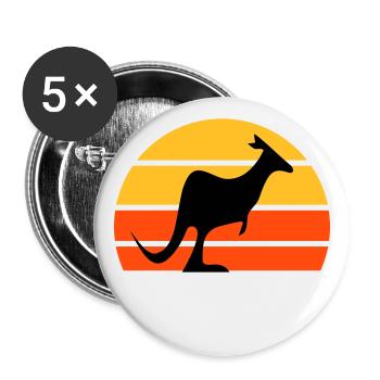 Känguru vor einer Halbsonne - Buttons groß 56 mm (5er Pack) - Weiß - Vorne